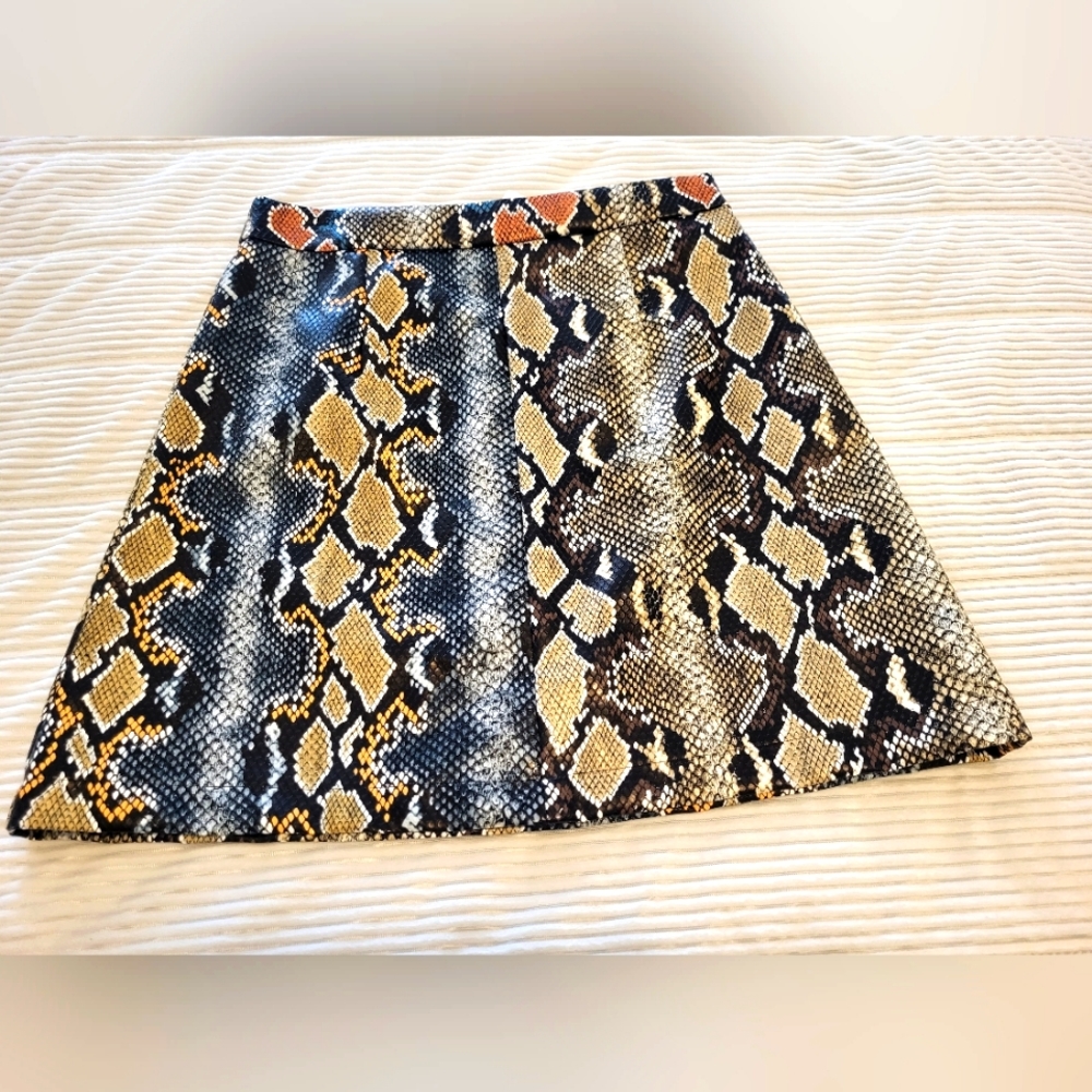 Python print faux leather mini skirt French Connection